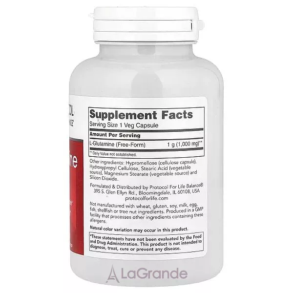 Protocol for Life Balance L-Glutamine 1000 mg ����������� �������  L-�������� 1000 �� � ��������