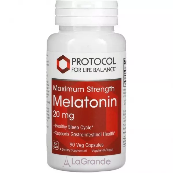 Protocol for Life Balance Melatonin Maximum Strength 20 mg ĳ������ ������� ��� ���������� ��� ��������� 20 �� � ��������