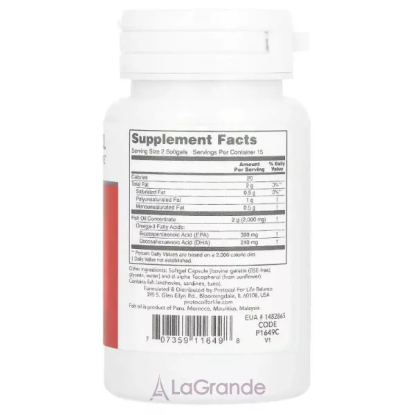 Protocol for Life Balance Omega-3 1000 mg ������������ ������� �����-3 � ��������