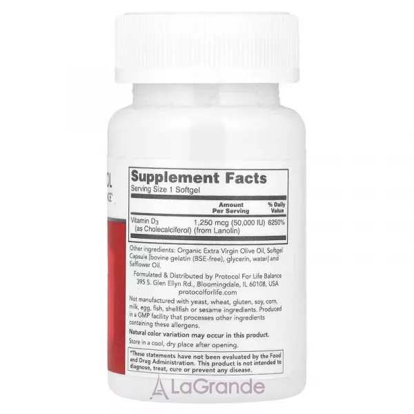 Protocol for Life Balance Vitamin D3 50,000 IU Clinical Potency 1,250 mcg ĳ������ ������� ³���� D3 ������� ���������� (50 000 ��) � ������� ��������