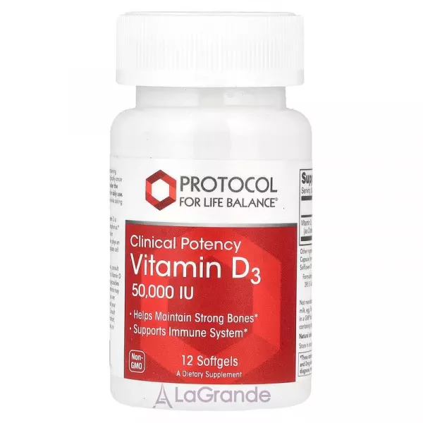 Protocol for Life Balance Vitamin D3 50,000 IU Clinical Potency 1,250 mcg ĳ������ ������� ³���� D3 ������� ���������� (50 000 ��) � ������� ��������