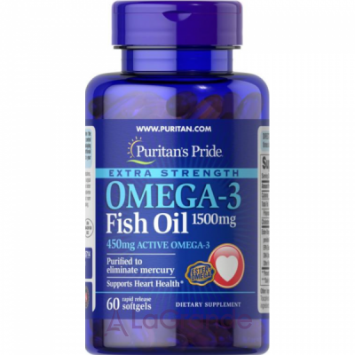 Puritan's Pride Extra Strength Omega-3 Fish Oil 1500 mg (450 mg Active Omega-3) ����������� ������� 