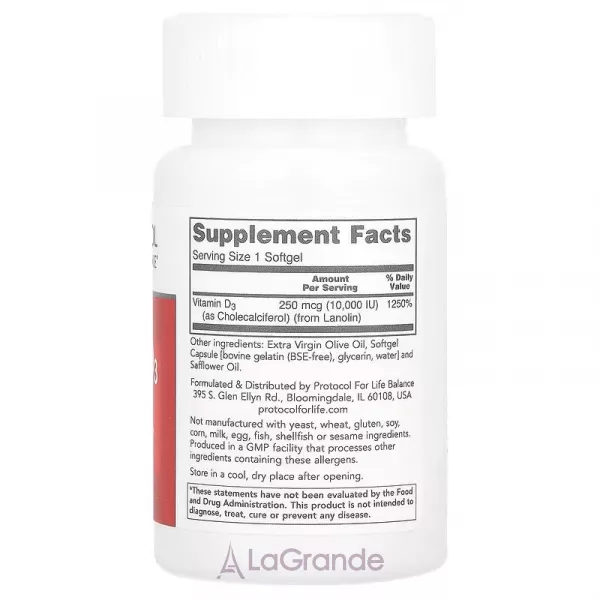 Protocol for Life Balance Vitamin D3 High Potency 10000 IU ������� ������� ³���� D3 ������ ����������� 10 000 �� � ����� ��������