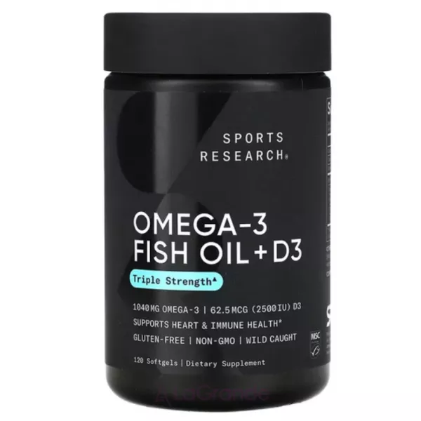 Sports Research Omega-3 Fish Oil Alask Omega 1250mg + D3 2500IU ĳ������ ������� 