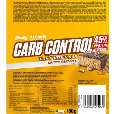 Body Attack Carb Control Protein Bar Crispy Caramel ���������� �������� 