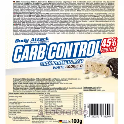 Body Attack Carb Control Protein Bar White Cookie ���������� �������� 