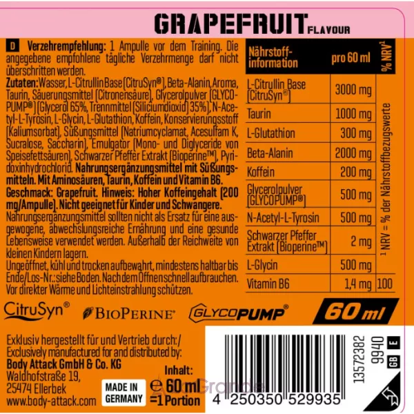 Body Attack Attack Shot Grapefruit ����������������� �������� 