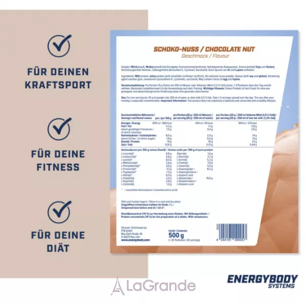 Energybody Systems Mega Protein Schoko-Nuss �hocolate Nut ������������������ ������ 