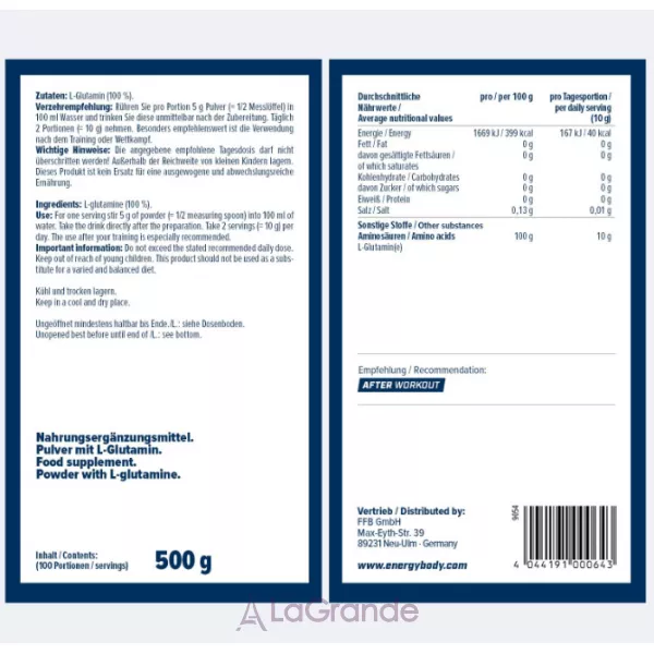 Energybody Systems L-Glutamine Powder Neutral ����������� L-������� �����������