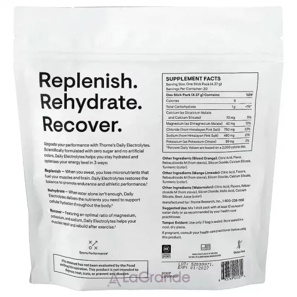 Thorne Research Daily Electrolytes ����������� ������� ����������� 