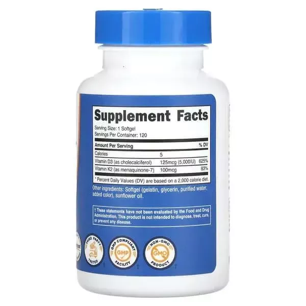 Nutricost Vitamin K2 + Vitamin D3 5000IU/100mcg ������� ������� ³���� K2 � ��������