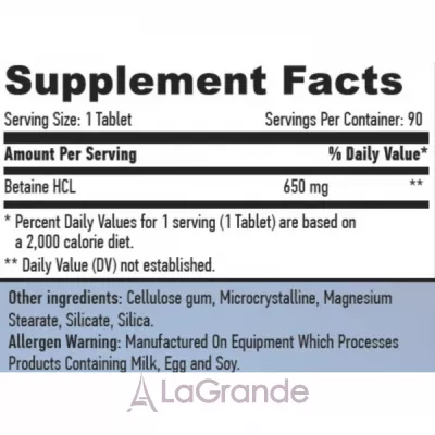 Haya Labs Betaine HCl 650 mg ĳ������ ������� 