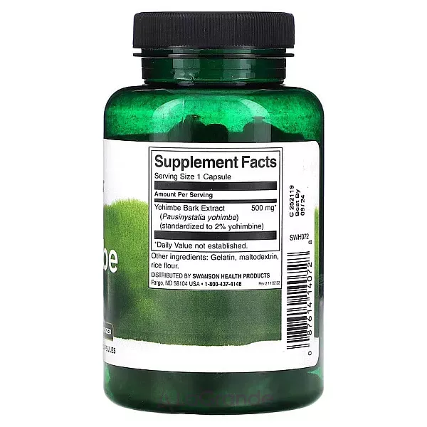 Swanson Yohimbe 500 mg ĳ������ ������� 