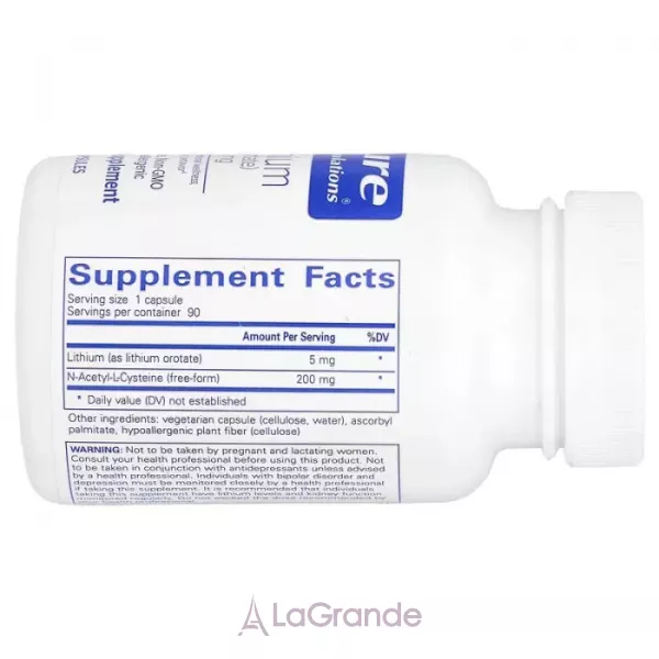 Pure Encapsulations Lithium (Orotate) 5 mg ĳ������ ������� 