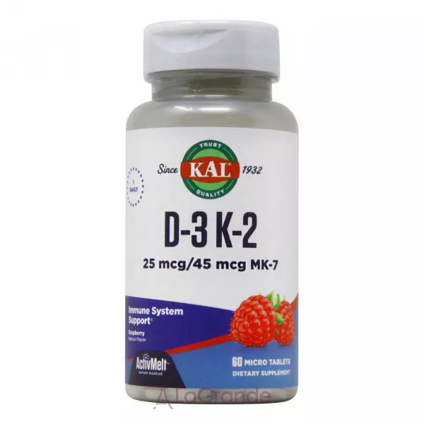 KAL Vitamin D-3 K-2 1000 IU/45 mcg MK-7 ����������� ������� 