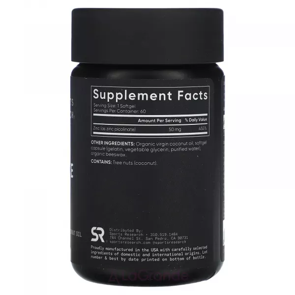 Sports Research Zinc Picolinate High Potency 50 mg ĳ������ ������� 