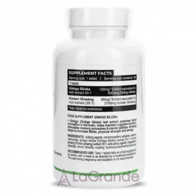Progress Nutrition Ginkgo Biloba 120 mg + Ginseng Extracts 60 mg ĳ������ ������� 