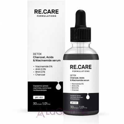 Re.Care Formulations Detox Charcoal, Acids & Niacinamide Serum ���������-������ � ����, ��������� � ������������