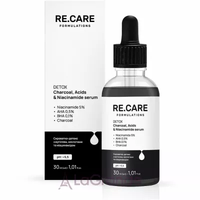 Re.Care Formulations Detox Charcoal, Acids & Niacinamide Serum ���������-������ � ����, ��������� � ������������