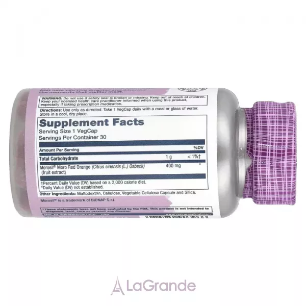 Solaray Vital Extracts Moro Red Orange 400 mg ����������� ������� 