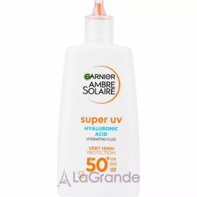 Garnier Ambre Solaire Super UV Hyaluronic Acid Hydrating Fluid SPF50+ �������������� ������������� ����� ��� ������� � ����������� �������� SPF50+