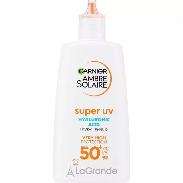 Garnier Ambre Solaire Super UV Hyaluronic Acid Hydrating Fluid SPF50+ �������������� ������������� ����� ��� ������� � ����������� �������� SPF50+
