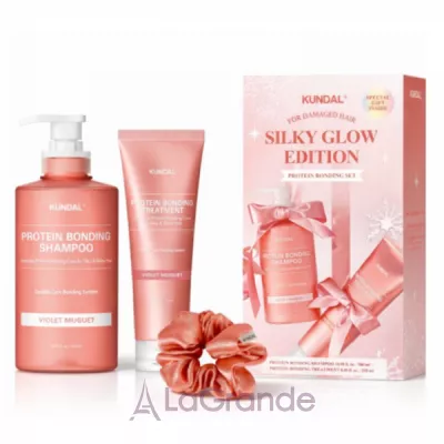 Kundal Holiday Silk Glow Edition Protein Bonding Care Violet Muguet ���� ��� ������� (������� 500 �� + �������� 250 �� + ����� ��� �������)