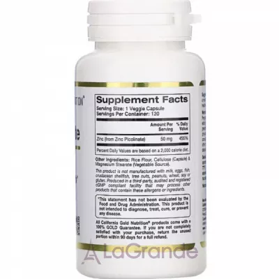 California Gold Nutrition Zinc Picolinate 50 mg ����������� ������� 