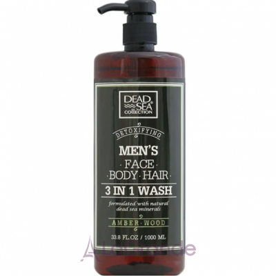 Dead Sea Collection Men's Amber Wood Face, Hair & Body Wash 3 in 1 ���� ��� ����, ����� � ���� ��� ������ 