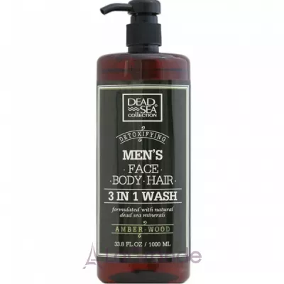 Dead Sea Collection Men's Amber Wood Face, Hair & Body Wash 3 in 1 ���� ��� ����, ����� � ���� ��� ������ 