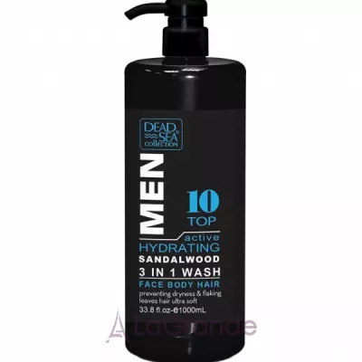 Dead Sea Collection Men Top10 Active Hydrating Sandalwood Face, Hair & Body Wash 3in1 ���� ��� ����, ������� �� ������� ��� ������� 