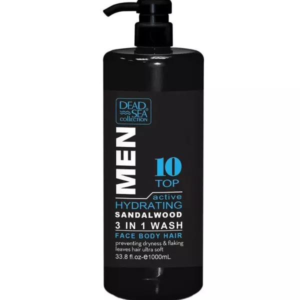 Dead Sea Collection Men Top10 Active Hydrating Sandalwood Face, Hair & Body Wash 3in1 ���� ��� ����, ������� �� ������� ��� ������� 