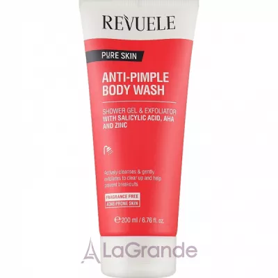 Revuele Pure Skin Anti-Pimple Body Wash ��������� �������� ��� ���� ������ ������, � ����������� ��������, AHA � ������