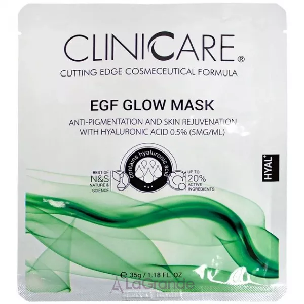 ClinicCare Hyal Egf Glow Mask With 0.5% HA ������������ �������� ����� � 0,5% ����������� ��������