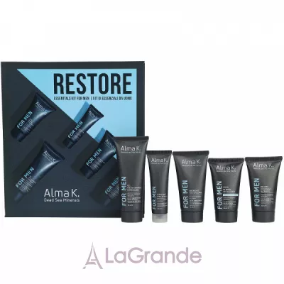 Alma K. Restore Essentials Kit for Men ����� ��� ������ (sh/gel/75ml + clean/50ml + moist/30ml + sh/cr/40ml + af/balm/40ml)
