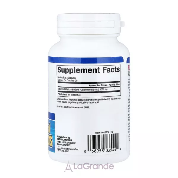 Natural Factors WellBetX Berberine 1000 mg �������� 1000 ��