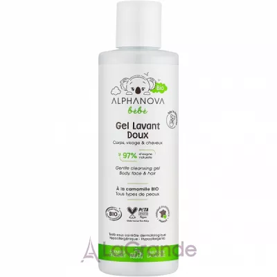 Alphanova Bebe Bio Gentle Cleansing Gel Body, Face & Hair ������ ��������� ���� ��� ����, ���� � �����