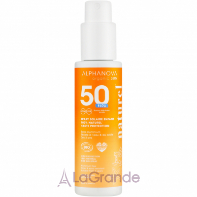 Alphanova Organic Sun High Protection 100% Natural Kids Sun Spray ������������ �������������� ����� SPF50 ��� ����� �� 3 ���