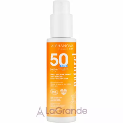 Alphanova Organic Sun High Protection 100% Natural Kids Sun Spray ������������ �������������� ����� SPF50 ��� ����� �� 3 ���