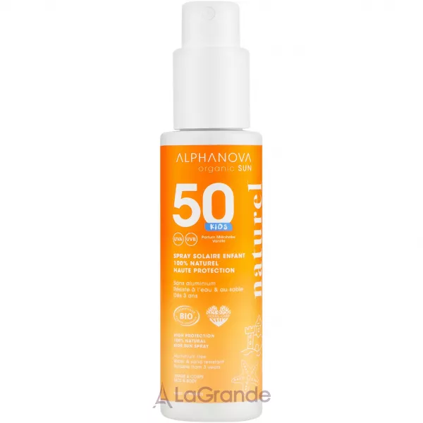 Alphanova Organic Sun High Protection 100% Natural Kids Sun Spray ������������ �������������� ����� SPF50 ��� ����� �� 3 ���