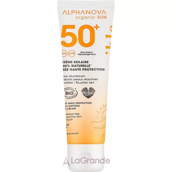 Alphanova Organic Sun Very High Protection 100% Natural Sun Cream ������������ �������������� ���� ��� ���� SPF 50+ ��� �������������� ����