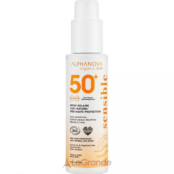 Alphanova Organic Sun Very High Protection 100% Natural Sun Spray ������������ �������������� ����� SPF 50+ ��� �������������� ���� ���� � ����