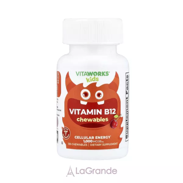 VitaWorks Kids Vitamin B12 1000 mcg Chewables Cherry ������� B12 ��� �����, ����������� �������� �� ������ �����
