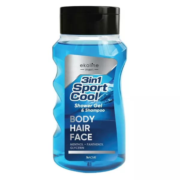 EkoLine Men 3 In 1 Sport Cool Shower Gel & Shampoo �������� ����-������� ��� ���, ������� �� ������� 3 � 1
