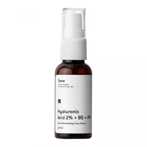 Sane Hyaluronic Acid 2% + �5 + PP Ultra-Moisturizing Face Serum ��������� ��� ������� � ����������� �������� �� �������� �5, PP