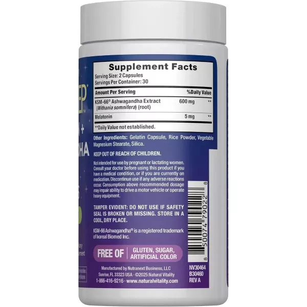 Natural Vitality Calm Sleep Melatonin + Ashwagandha KSM-66 ����������� ������� 