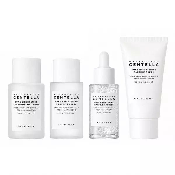 SKIN1004 Madagascar Centella Tone Brightening Travel Kit ����� ��� ������������ ���� � ������ ���� (toner/30ml + ser/30ml + cr/30ml + f/foam/20ml)