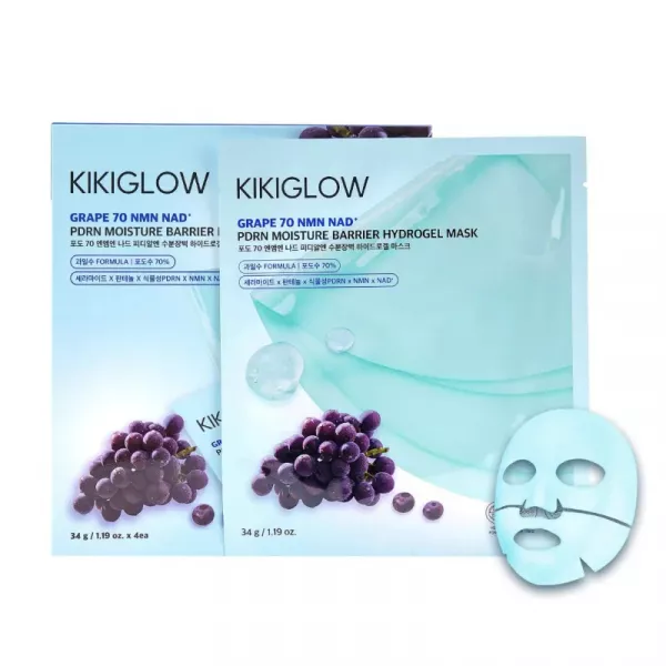 KIKIGLOW Grape 70 NMN NAD PDRN Moisture Barrier Hydrogel Mask ������������ ����� ��� �������������� ������������ ������� � ����������