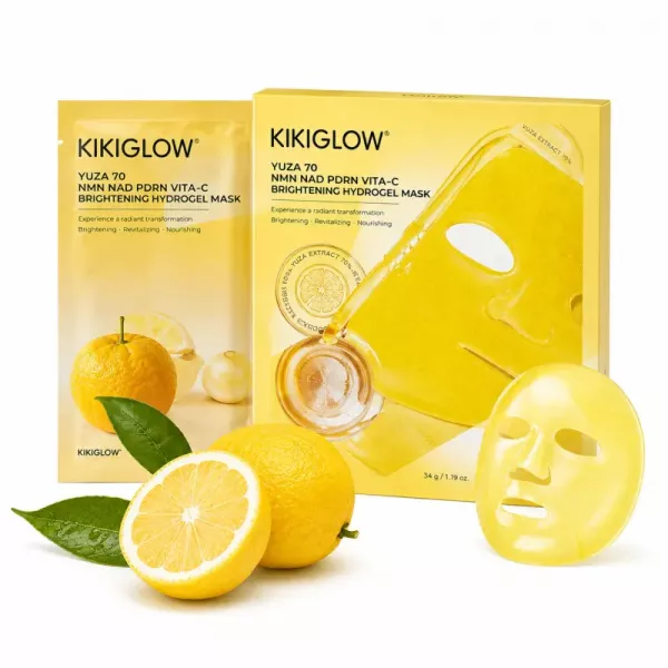 KIKIGLOW Yuza 70 NMN NAD PDRN Vita-C Brightening Hydrogel Mask ����������� ������������ ����� � ����, NMN 70, NAD, PDRN � ��������� C