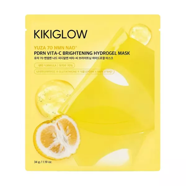 KIKIGLOW Yuza 70 NMN NAD PDRN Vita-C Brightening Hydrogel Mask ����������� ������������ ����� � ����, NMN 70, NAD, PDRN � ��������� C